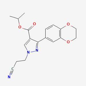 molecular formula C18H19N3O4 B4172338 Propan-2-yl 1-(2-cyanoethyl)-3-(2,3-dihydro-1,4-benzodioxin-6-yl)pyrazole-4-carboxylate 