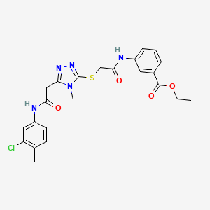 molecular formula C23H24ClN5O4S B4172361 Ethyl 3-[[2-[[5-[2-(3-chloro-4-methylanilino)-2-oxoethyl]-4-methyl-1,2,4-triazol-3-yl]sulfanyl]acetyl]amino]benzoate 