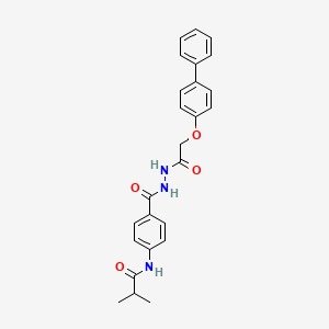 molecular formula C25H25N3O4 B4172376 N-[4-({2-[(4-biphenylyloxy)acetyl]hydrazino}carbonyl)phenyl]-2-methylpropanamide 