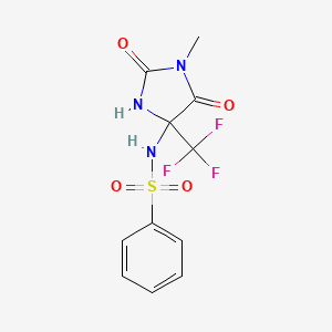 molecular formula C11H10F3N3O4S B4172404 N-[1-methyl-2,5-dioxo-4-(trifluoromethyl)imidazolidin-4-yl]benzenesulfonamide 