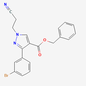 molecular formula C20H16BrN3O2 B4172442 Benzyl 3-(3-bromophenyl)-1-(2-cyanoethyl)pyrazole-4-carboxylate 