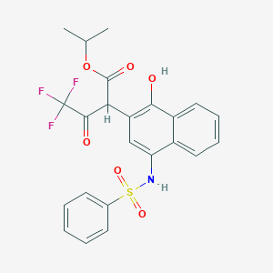 molecular formula C23H20F3NO6S B417246 propan-2-yl 2-(4-benzenesulfonamido-1-hydroxynaphthalen-2-yl)-4,4,4-trifluoro-3-oxobutanoate CAS No. 425401-43-0