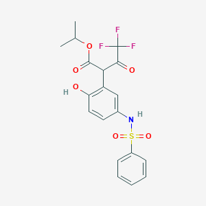 molecular formula C19H18F3NO6S B417250 propan-2-yl 2-(5-benzenesulfonamido-2-hydroxyphenyl)-4,4,4-trifluoro-3-oxobutanoate CAS No. 425412-67-5