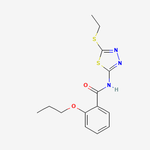 molecular formula C14H17N3O2S2 B4172510 N-[5-(ethylsulfanyl)-1,3,4-thiadiazol-2-yl]-2-propoxybenzamide 