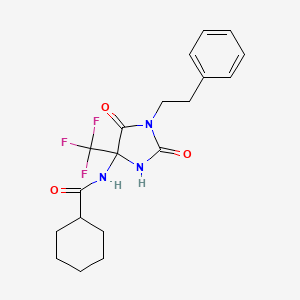 molecular formula C19H22F3N3O3 B4172549 N-[2,5-dioxo-1-(2-phenylethyl)-4-(trifluoromethyl)imidazolidin-4-yl]cyclohexanecarboxamide 