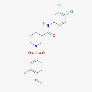 molecular formula C20H22Cl2N2O4S B4172688 N-(3,4-DICHLOROPHENYL)-1-(4-METHOXY-3-METHYLBENZENESULFONYL)PIPERIDINE-3-CARBOXAMIDE 