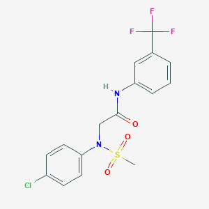 molecular formula C16H14ClF3N2O3S B417287 N~2~-(4-chlorophenyl)-N~2~-(methylsulfonyl)-N-[3-(trifluoromethyl)phenyl]glycinamide 