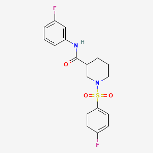 molecular formula C18H18F2N2O3S B4172929 N-(3-fluorophenyl)-1-(4-fluorophenyl)sulfonylpiperidine-3-carboxamide 
