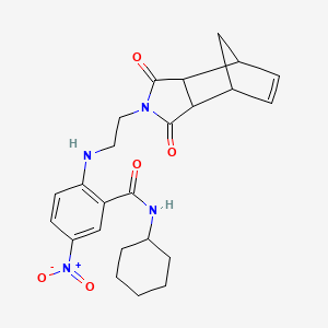 molecular formula C24H28N4O5 B4172945 N-cyclohexyl-2-[2-(3,5-dioxo-4-azatricyclo[5.2.1.02,6]dec-8-en-4-yl)ethylamino]-5-nitrobenzamide 
