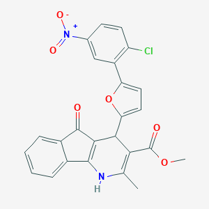 molecular formula C25H17ClN2O6 B417298 METHYL 4-[5-(2-CHLORO-5-NITROPHENYL)FURAN-2-YL]-2-METHYL-5-OXO-1H,4H,5H-INDENO[1,2-B]PYRIDINE-3-CARBOXYLATE 