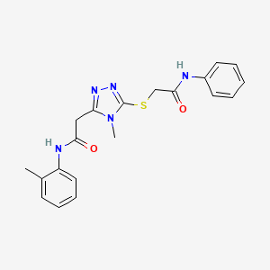 molecular formula C20H21N5O2S B4173095 2-[(4-methyl-5-{2-[(2-methylphenyl)amino]-2-oxoethyl}-4H-1,2,4-triazol-3-yl)sulfanyl]-N-phenylacetamide 
