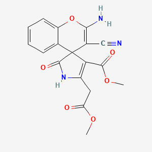 molecular formula C18H15N3O6 B4173179 methyl 2'-amino-3'-cyano-2-(2-methoxy-2-oxoethyl)-5-oxospiro[1H-pyrrole-4,4'-chromene]-3-carboxylate 