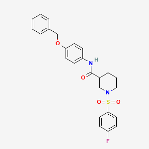 molecular formula C25H25FN2O4S B4173210 1-(4-fluorophenyl)sulfonyl-N-(4-phenylmethoxyphenyl)piperidine-3-carboxamide 