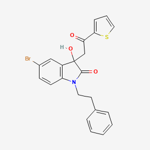 molecular formula C22H18BrNO3S B4173239 5-bromo-3-hydroxy-3-[2-oxo-2-(thiophen-2-yl)ethyl]-1-(2-phenylethyl)-1,3-dihydro-2H-indol-2-one 