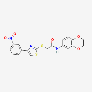 molecular formula C19H15N3O5S2 B4173264 N-(2,3-dihydro-1,4-benzodioxin-6-yl)-2-[[4-(3-nitrophenyl)-1,3-thiazol-2-yl]sulfanyl]acetamide 