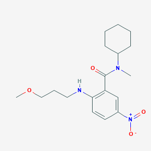 molecular formula C18H27N3O4 B4173342 N-cyclohexyl-2-(3-methoxypropylamino)-N-methyl-5-nitrobenzamide 