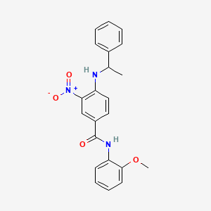 molecular formula C22H21N3O4 B4173367 N-(2-methoxyphenyl)-3-nitro-4-(1-phenylethylamino)benzamide 