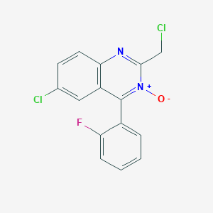 molecular formula C15H9Cl2FN2O B041734 6-Chloro-2-(chloromethyl)-4-(2-fluorophenyl)quinazoline 3-oxide CAS No. 60656-74-8