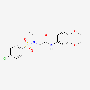 molecular formula C18H19ClN2O5S B4173411 N~2~-[(4-chlorophenyl)sulfonyl]-N-(2,3-dihydro-1,4-benzodioxin-6-yl)-N~2~-ethylglycinamide 