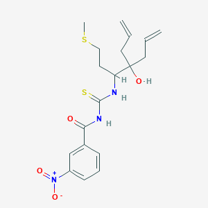 molecular formula C19H25N3O4S2 B4173546 N-[({2-allyl-2-hydroxy-1-[2-(methylsulfanyl)ethyl]-4-penten-1-yl}amino)carbonothioyl]-3-nitrobenzamide 