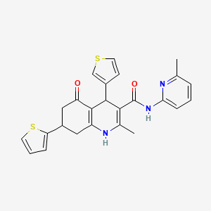 molecular formula C25H23N3O2S2 B4173674 2-methyl-N-(6-methylpyridin-2-yl)-5-oxo-7-thiophen-2-yl-4-thiophen-3-yl-4,6,7,8-tetrahydro-1H-quinoline-3-carboxamide 