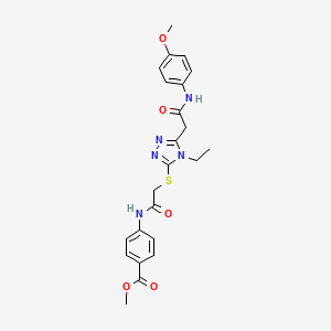 molecular formula C23H25N5O5S B4173703 Methyl 4-[[2-[[4-ethyl-5-[2-(4-methoxyanilino)-2-oxoethyl]-1,2,4-triazol-3-yl]sulfanyl]acetyl]amino]benzoate 