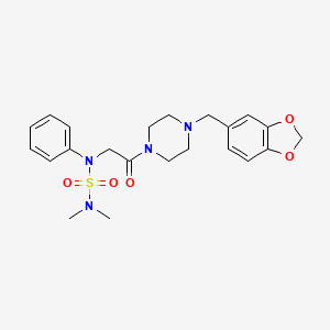 molecular formula C22H28N4O5S B4173967 [(2-{4-[(2H-1,3-BENZODIOXOL-5-YL)METHYL]PIPERAZIN-1-YL}-2-OXOETHYL)(PHENYL)SULFAMOYL]DIMETHYLAMINE 