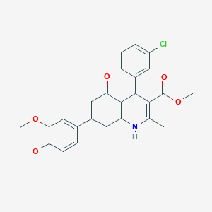 molecular formula C26H26ClNO5 B417406 Methyl 4-(3-chlorophenyl)-7-(3,4-dimethoxyphenyl)-2-methyl-5-oxo-1,4,5,6,7,8-hexahydroquinoline-3-carboxylate 