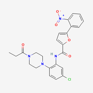 molecular formula C24H23ClN4O5 B4174066 N-[5-chloro-2-(4-propanoylpiperazin-1-yl)phenyl]-5-(2-nitrophenyl)furan-2-carboxamide 