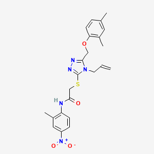 molecular formula C23H25N5O4S B4174103 2-[[5-[(2,4-dimethylphenoxy)methyl]-4-prop-2-enyl-1,2,4-triazol-3-yl]sulfanyl]-N-(2-methyl-4-nitrophenyl)acetamide 