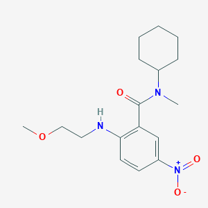 molecular formula C17H25N3O4 B4174213 N-cyclohexyl-2-(2-methoxyethylamino)-N-methyl-5-nitrobenzamide 