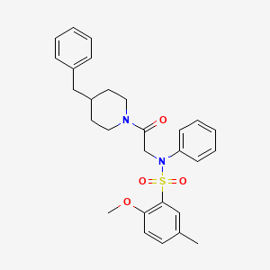 molecular formula C28H32N2O4S B4174243 N-[2-(4-BENZYLPIPERIDIN-1-YL)-2-OXOETHYL]-2-METHOXY-5-METHYL-N-PHENYLBENZENE-1-SULFONAMIDE 