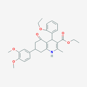 molecular formula C29H33NO6 B417427 Ethyl 7-(3,4-dimethoxyphenyl)-4-(2-ethoxyphenyl)-2-methyl-5-oxo-1,4,5,6,7,8-hexahydroquinoline-3-carboxylate 