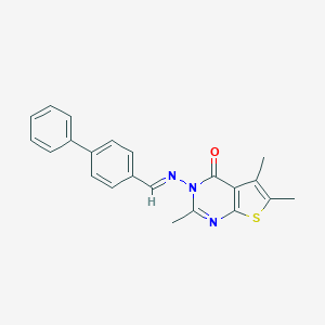 molecular formula C22H19N3OS B417435 3-[([1,1'-biphenyl]-4-ylmethylene)amino]-2,5,6-trimethylthieno[2,3-d]pyrimidin-4(3H)-one 