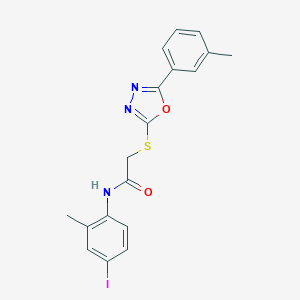 molecular formula C18H16IN3O2S B417436 N-(4-Iodo-2-methylphenyl)-2-((5-(m-tolyl)-1,3,4-oxadiazol-2-yl)thio)acetamide CAS No. 337490-47-8
