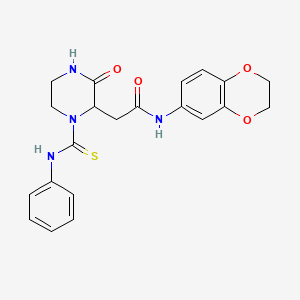 molecular formula C21H22N4O4S B4174362 N-(2,3-dihydro-1,4-benzodioxin-6-yl)-2-[3-oxo-1-(phenylcarbamothioyl)piperazin-2-yl]acetamide 