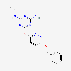molecular formula C16H17N7O2 B4174492 N-(4-AMINO-6-{[6-(BENZYLOXY)-3-PYRIDAZINYL]OXY}-1,3,5-TRIAZIN-2-YL)-N-ETHYLAMINE 
