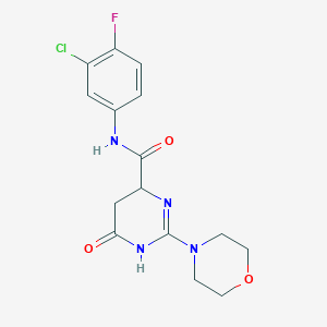 molecular formula C15H16ClFN4O3 B4174536 N-(3-chloro-4-fluorophenyl)-2-(morpholin-4-yl)-6-oxo-3,4,5,6-tetrahydropyrimidine-4-carboxamide 