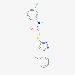 molecular formula C17H14ClN3O2S B417454 N-(3-chlorophenyl)-2-[[5-(2-methylphenyl)-1,3,4-oxadiazol-2-yl]sulfanyl]acetamide 