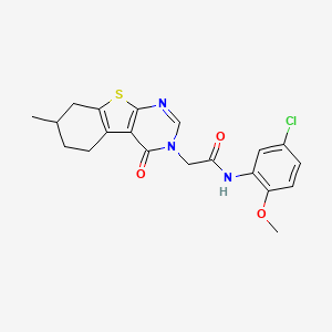 molecular formula C20H20ClN3O3S B4174562 N-(5-chloro-2-methoxyphenyl)-2-(7-methyl-4-oxo-5,6,7,8-tetrahydro-[1]benzothiolo[2,3-d]pyrimidin-3-yl)acetamide 