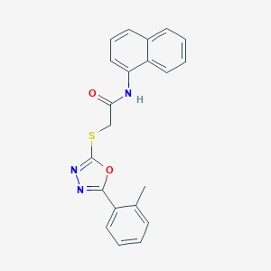 molecular formula C21H17N3O2S B417457 2-[[5-(2-methylphenyl)-1,3,4-oxadiazol-2-yl]sulfanyl]-N-naphthalen-1-ylacetamide 