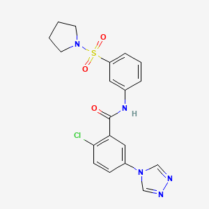 molecular formula C19H18ClN5O3S B4174576 2-chloro-N-(3-pyrrolidin-1-ylsulfonylphenyl)-5-(1,2,4-triazol-4-yl)benzamide 