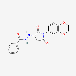 molecular formula C19H17N3O5 B4174652 N'-[1-(2,3-dihydro-1,4-benzodioxin-6-yl)-2,5-dioxopyrrolidin-3-yl]benzohydrazide 