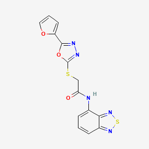 molecular formula C14H9N5O3S2 B4174684 N-2,1,3-benzothiadiazol-4-yl-2-{[5-(2-furyl)-1,3,4-oxadiazol-2-yl]thio}acetamide 