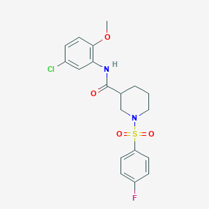 molecular formula C19H20ClFN2O4S B4174836 N-(5-chloro-2-methoxyphenyl)-1-(4-fluorophenyl)sulfonylpiperidine-3-carboxamide 