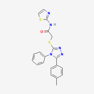 molecular formula C20H17N5OS2 B4174955 2-{[5-(4-methylphenyl)-4-phenyl-4H-1,2,4-triazol-3-yl]sulfanyl}-N-(1,3-thiazol-2-yl)acetamide 