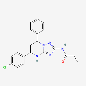 molecular formula C20H20ClN5O B4174978 N-[5-(4-chlorophenyl)-7-phenyl-4,5,6,7-tetrahydro-[1,2,4]triazolo[1,5-a]pyrimidin-2-yl]propanamide 