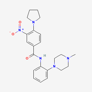 molecular formula C22H27N5O3 B4175009 N-[2-(4-methylpiperazin-1-yl)phenyl]-3-nitro-4-(pyrrolidin-1-yl)benzamide 