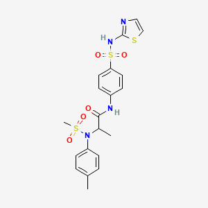 molecular formula C20H22N4O5S3 B4175152 N~2~-(4-methylphenyl)-N~2~-(methylsulfonyl)-N-[4-(1,3-thiazol-2-ylsulfamoyl)phenyl]alaninamide 