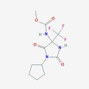 molecular formula C11H14F3N3O4 B4175190 Methyl [1-cyclopentyl-2,5-dioxo-4-(trifluoromethyl)imidazolidin-4-yl]carbamate 